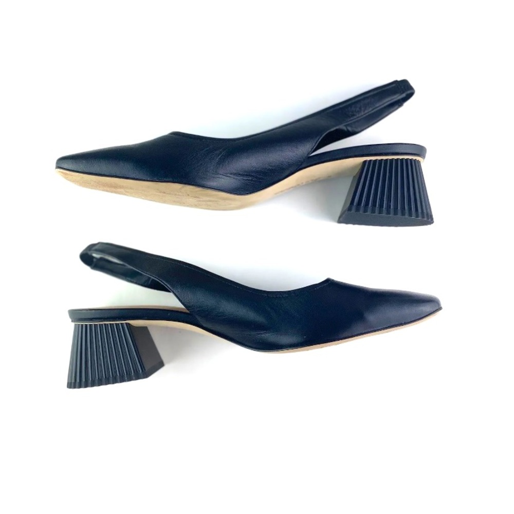 Sam Edelman Black Ribbed Block heel sling bag Heel Pump 10